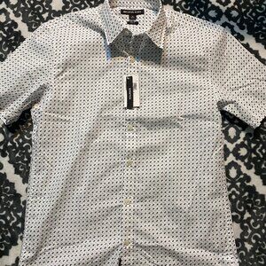 White and black mens michael kors button up collard shirt size medium